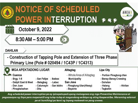 batelec 2 power interruption today|Scheduled Power Interruption .